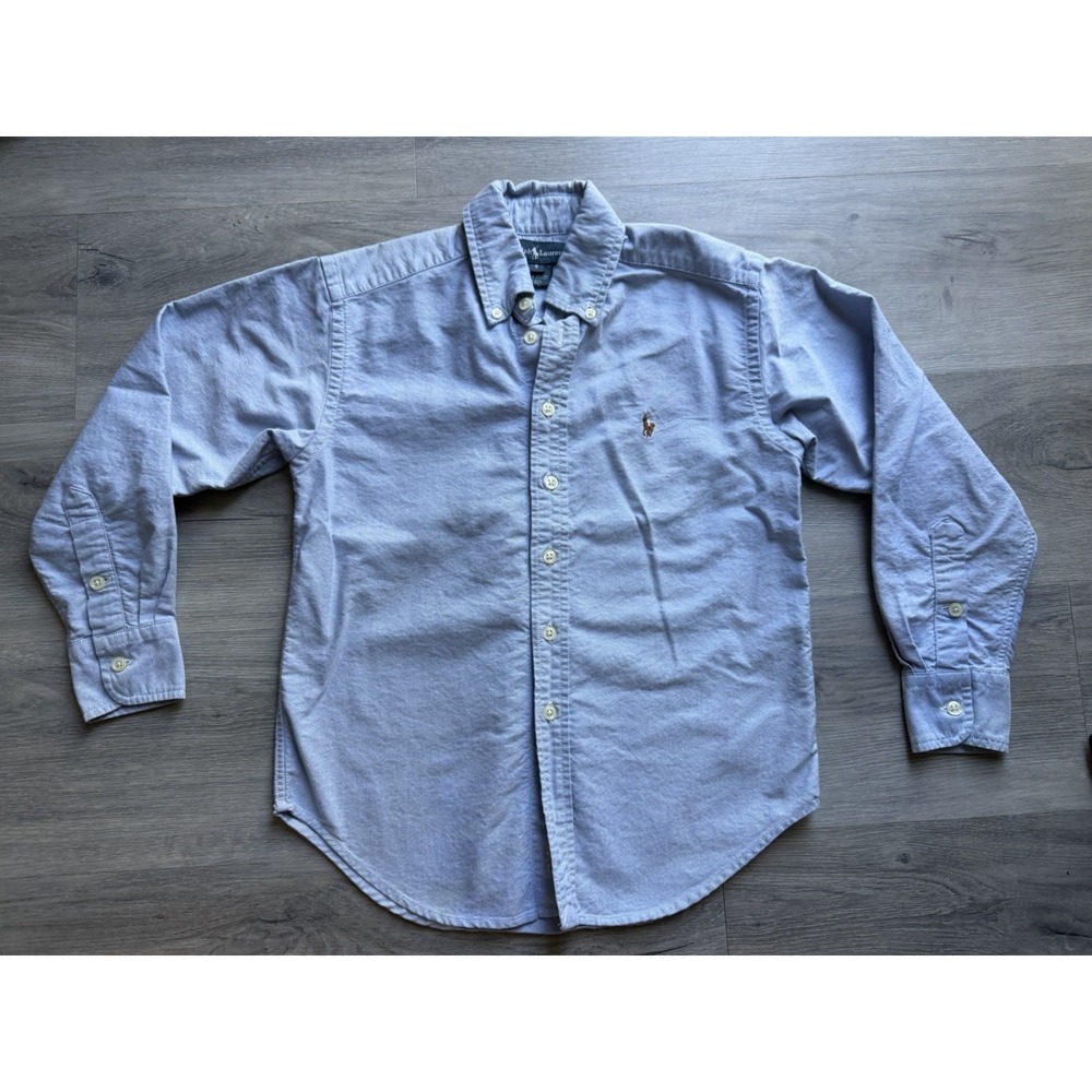 Polo Ralph Lauren Boys Light Blue Cotton Oxford Long Sleeve Button Down Size 8